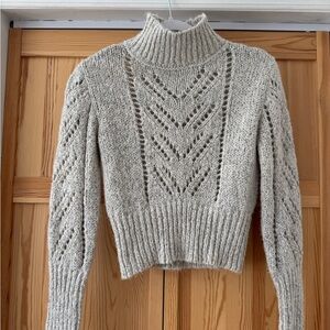 Cozy Gray Turtleneck Crop Sweater